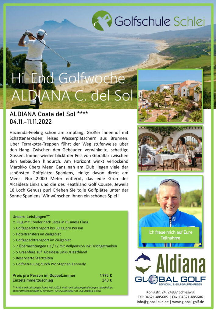Golfgruppenreise mit Pro 2022 zum Aldiana Golf-Resort an der Costa del Sol